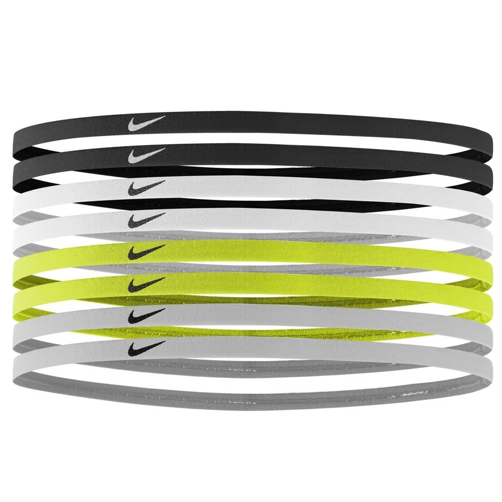Nike Hairbands Set of 8 - Black, White, Gray, Yellow